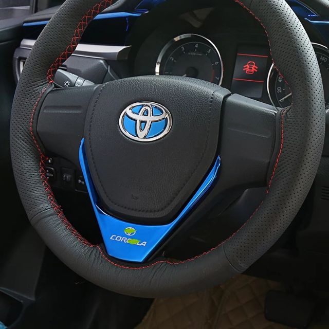 豐田14-18altis11代11.5方向盤亮片方向盤貼片藍鈦內飾改裝