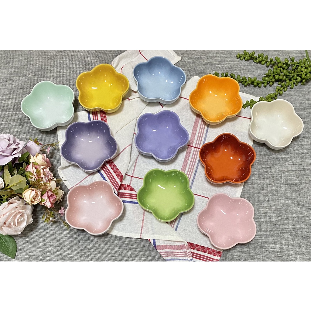 Le Creuset 花盤12cm 雪紡粉海岸藍藍鈴紫薰衣草棕櫚綠芥末黃 蝦皮購物
