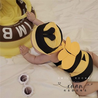 Xuan♥ 韓國ins兒童泳衣嬰幼兒連體游泳衣小蜜蜂可愛寶寶度假泳裝