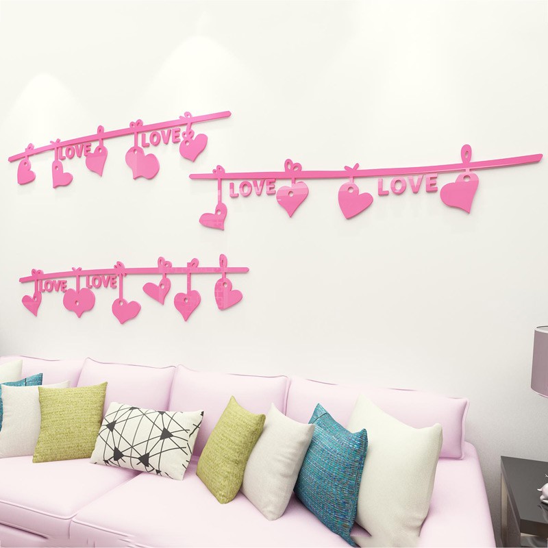 立體墻貼亞克力墻貼3d立體壁紙背景墻貼溫馨浪漫創意結婚女孩房間客廳