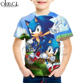 CLOOCL 音速小子索尼克 Sonic 兒童t恤 3D打印印花上衣 時尚韓版新款夏季童裝短袖T恤男童女童休閒居家服