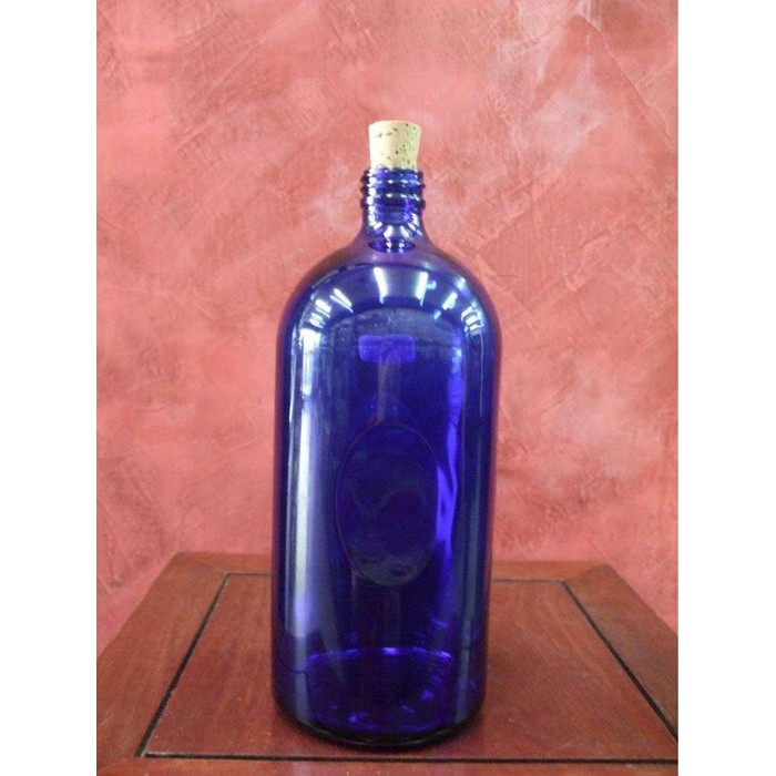 【壹2療心事務所】藍色玻璃瓶~贈附軟木塞、塑膠瓶蓋/台灣製造1000ml /零極限藍色玻璃瓶/#荷歐波諾波諾