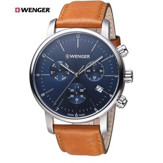 瑞士 WENGER Urban都會系列俐落美學三眼指針腕錶 01.1743.104