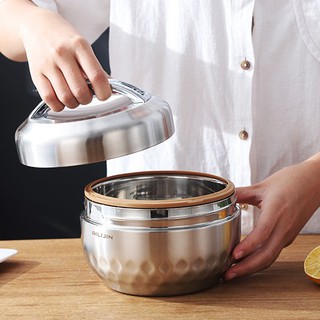 【臺灣現貨|便攜式蘋果飯盒】SUS304不鏽鋼保溫飯盒長效便當盒野餐露營帶飯 真空保溫 密封防漏上班蘋果便當盒