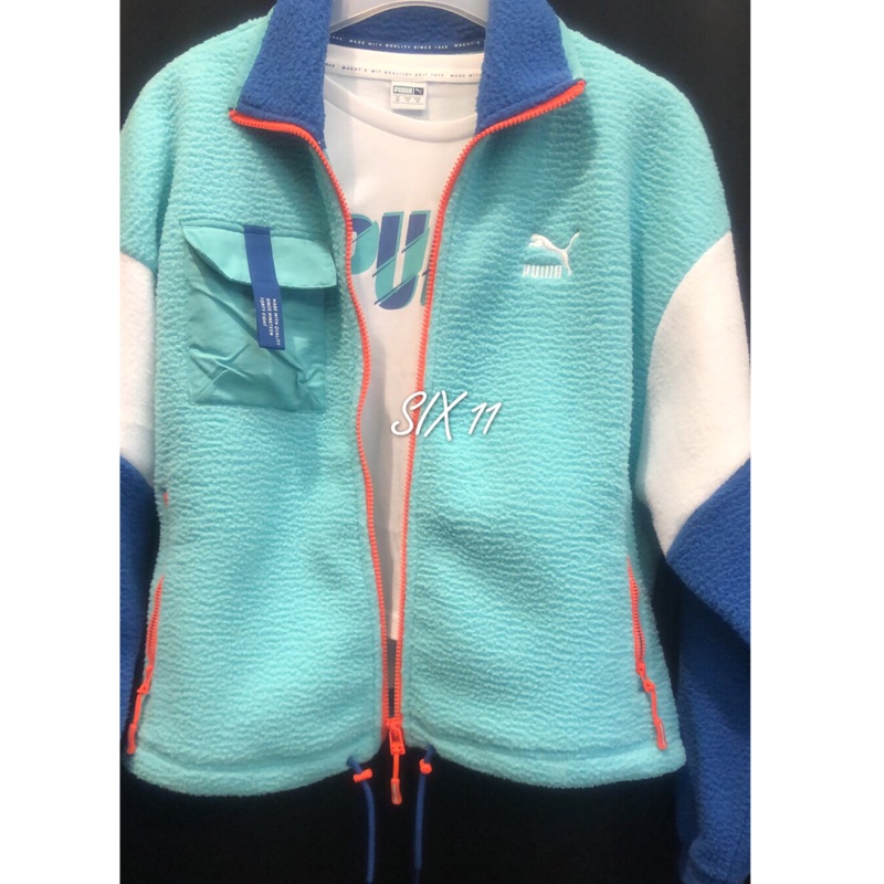 SIX@PUMA XTG TRAIL 藍Tiffany綠立領外套毛絨復古拼接女款596734-35 | 蝦皮購物