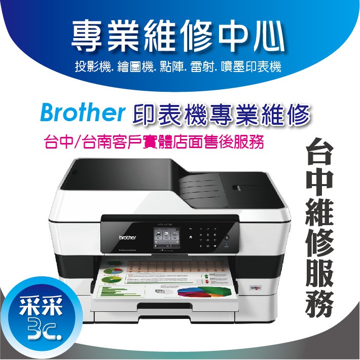 采采3C【中部印表機維修】BROTHER 噴頭/印字頭/皮帶斷裂/斷線/掃描器故障 MFC-790C MFC-795CW