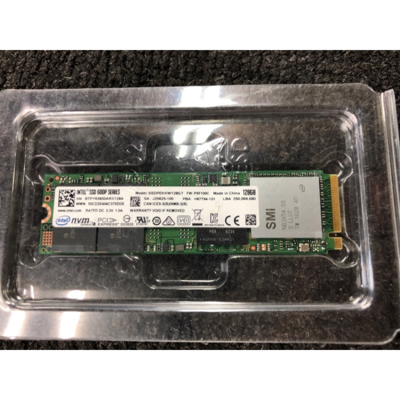 INTEL SSD 600p 128G M.2 PCIE 原廠保固到2022/4/3