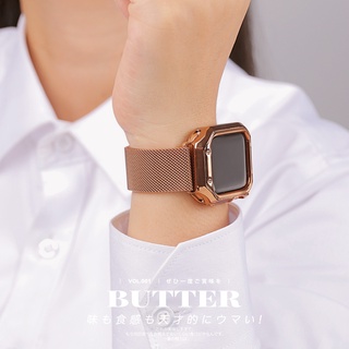 【不锈钢套装】適用蘋果手錶錶帶+錶殼 磁吸錶帶適用於 Apple Watch 7代 4 5 6 SE 41m 45mm