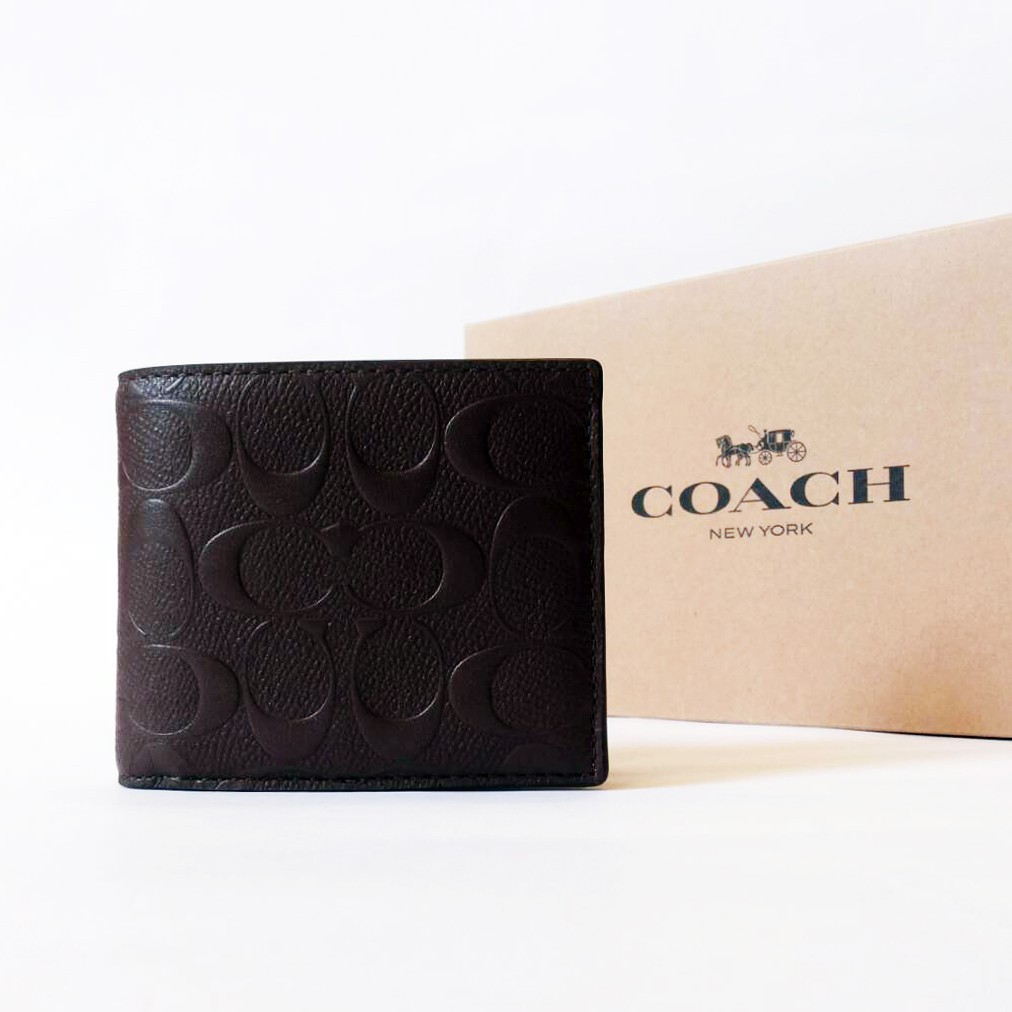 美國專櫃正品 COACH LOGO壓紋皮革短夾 F75371#阿饅俬物