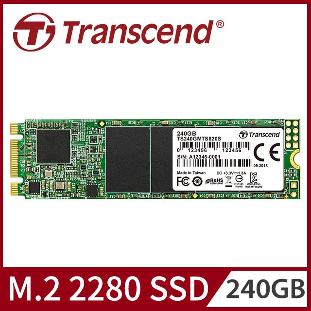 全新【Transcend 創見】240GB MTS820S M.2 2280 SATA Ⅲ SSD固態硬碟