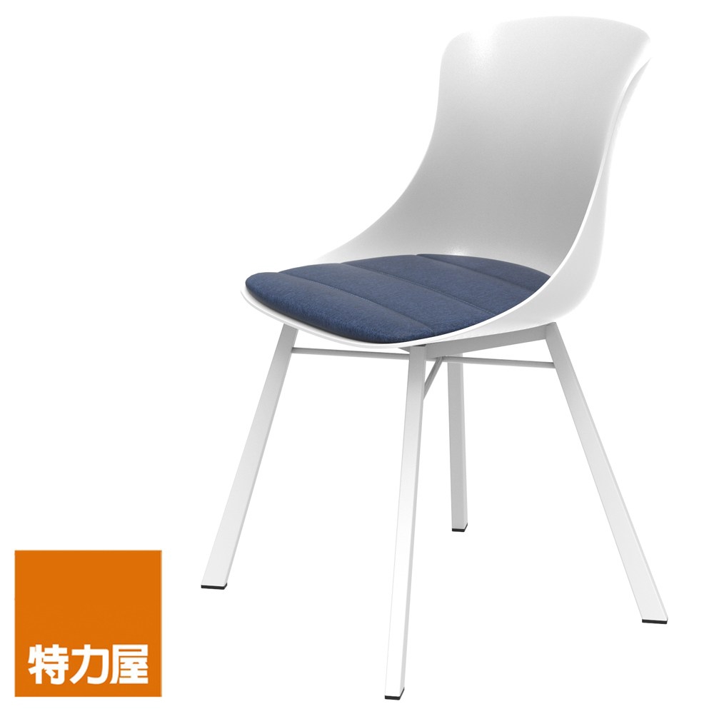 (組合) 特力屋 萊特塑鋼椅 白金屬腳架/白椅背/丹寧座墊