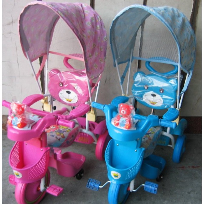 後控親子可推兒童三輪車~有加裝遮陽蓬