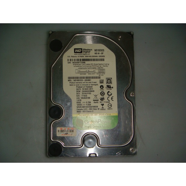 WD 綠標~3.5吋~1TB(1000GB)SATA~硬碟~型號WD10EVDS-63U8B1 &lt;100&gt;