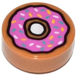 公主樂糕殿 LEGO 樂高 71016 10255 食物 印刷 圓形1x1 甜甜圈 深膚色 (A283)