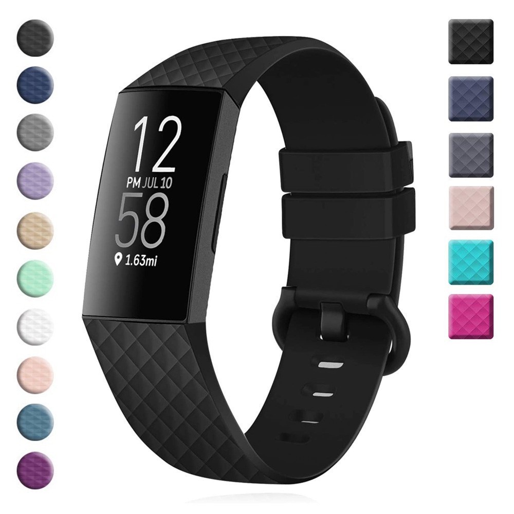 智能手環替換腕帶 矽膠菱形紋錶帶 適用 Charge4 Fitbit Charge 3 錶帶 Charge 4 矽膠錶帶