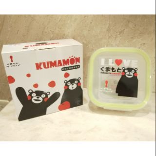 全新現貨 特價出清 KUMAMON 熊本熊 密扣式玻璃保鮮盒 便當盒 方型16.5＊16.5＊6.6公分