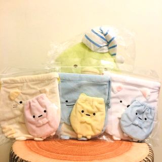 一組兩入❣絕版現貨❣日本限定 角落生物 造型拉繩束口袋 收納袋 化妝包 白熊 蜥蜴 貓咪 珍珠 小草 企鵝 束口袋 恐龍