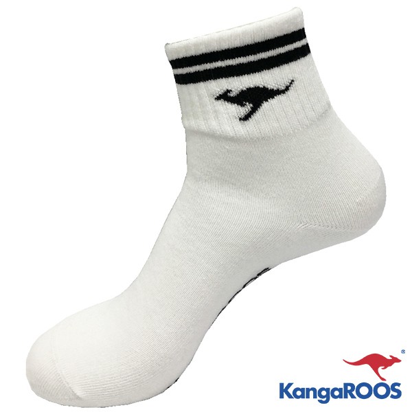 【KangaROOS 美國袋鼠鞋】男 機能運動襪(白/黑-KM03018)