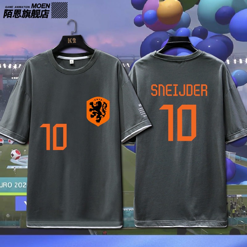 2022年中華民國風歐洲盃荷蘭隊球衣德容德佩範戴克羅本范佩西隊服足球短袖男女T恤