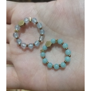 綿羊小舖 海藍寶戒指 天河石戒指 天然石戒指 手串戒指