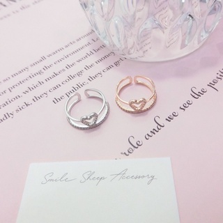 可調式《戒指》2色-浪漫 多層次愛心 可調式戒指 韓國飾品 玫瑰金 戒指 正韓 調整式 戒指女生