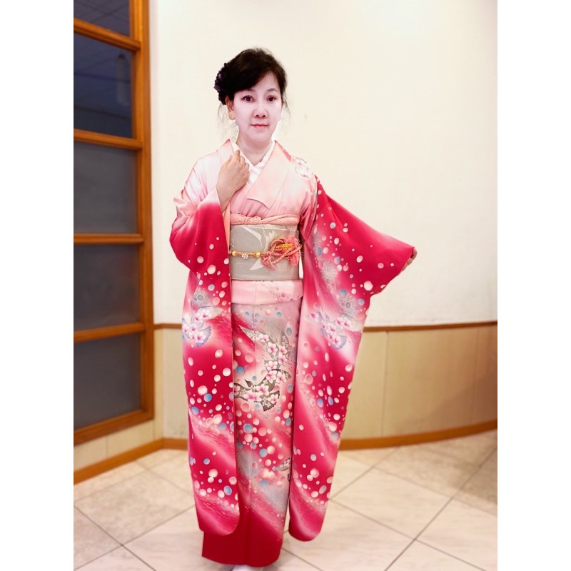 日本和服 正絹振袖粉紅色系特價品 蝦皮購物