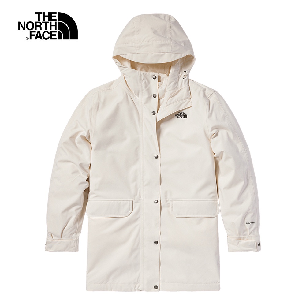 The North Face北面女款白色防水透氣寬鬆連帽三合一外套｜7QSQP4K