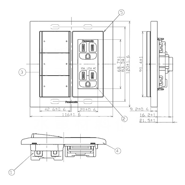 Panasonic 國際牌星光系列wtdfp4932k 螢光參切開關 接地極雙插座大面板白色 蝦皮購物