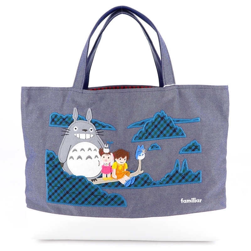 🌸歐夏蕾媽貓屋🌸日本familiar &amp;龍貓聯名款貼布繡系列牛仔布提袋（預購）