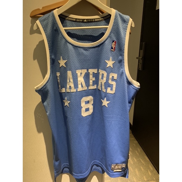 絕版公司貨正品 NBA adidas 洛杉磯湖人 KOBE BRYANT 水藍四星 復古球衣 L號 布萊恩科比#8黑曼巴