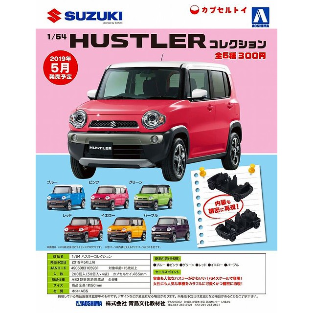 青島文化教材社 – 1/64比例 「鈴木HUSTLER」轉蛋作品！ 1/64 ハスラーコレクション