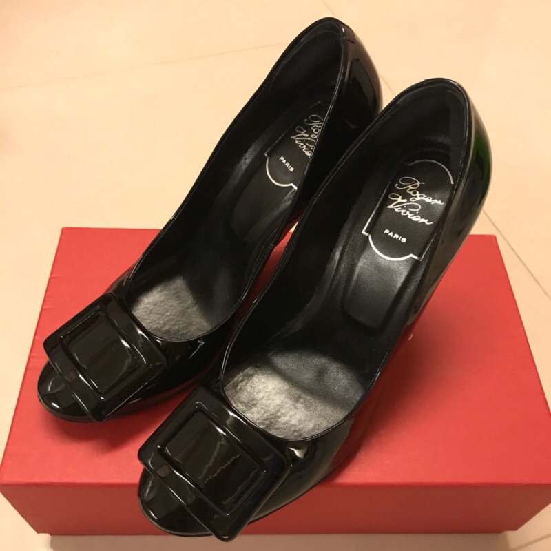 Roger Vivier 正品 黑色經典款高跟鞋 10公分 38 39號 原廠鞋盒防塵套 穿一次