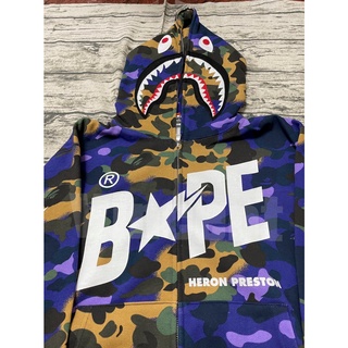 預購 全新 BAPE HERON PRESTON 聯名短 鯊魚帽夾 SHARK HOODIE 版型偏寛