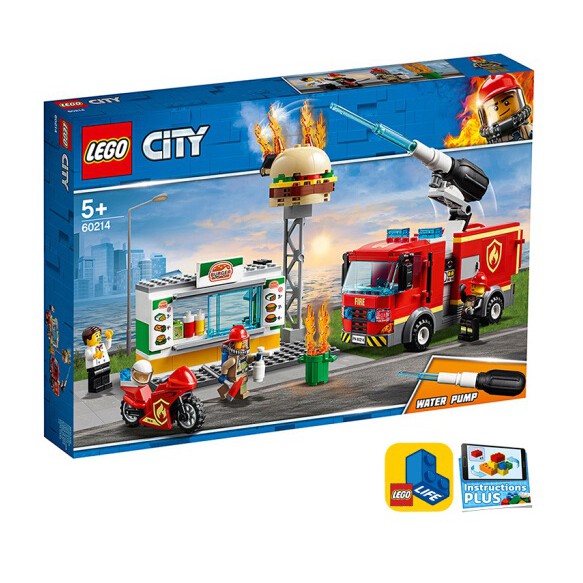 LEGO樂高積木 城市系列 漢堡餐廳火災救援 60214 積木 消防 有盒損