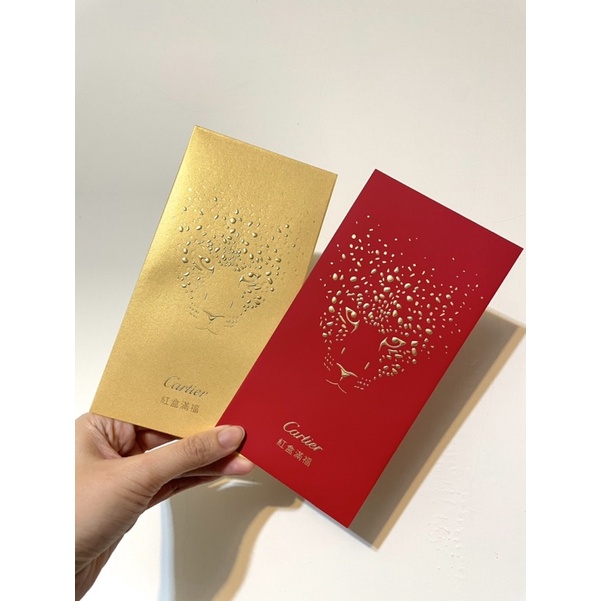 Cartier卡地亞 2022 新年名牌紅包袋厚磅數紅盒滿福恭賀新禧立體燙金豹