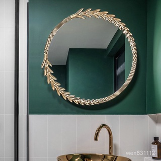 破損補寄 復古衛生間浴室鏡子藝術掛牆法式梳妝鏡輕奢化妝鏡玄關壁掛裝飾鏡
