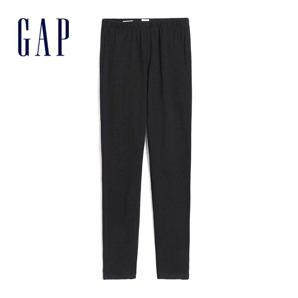 Gap 女童裝 鬆緊針織彈力緊身棉褲-黑色(523702)