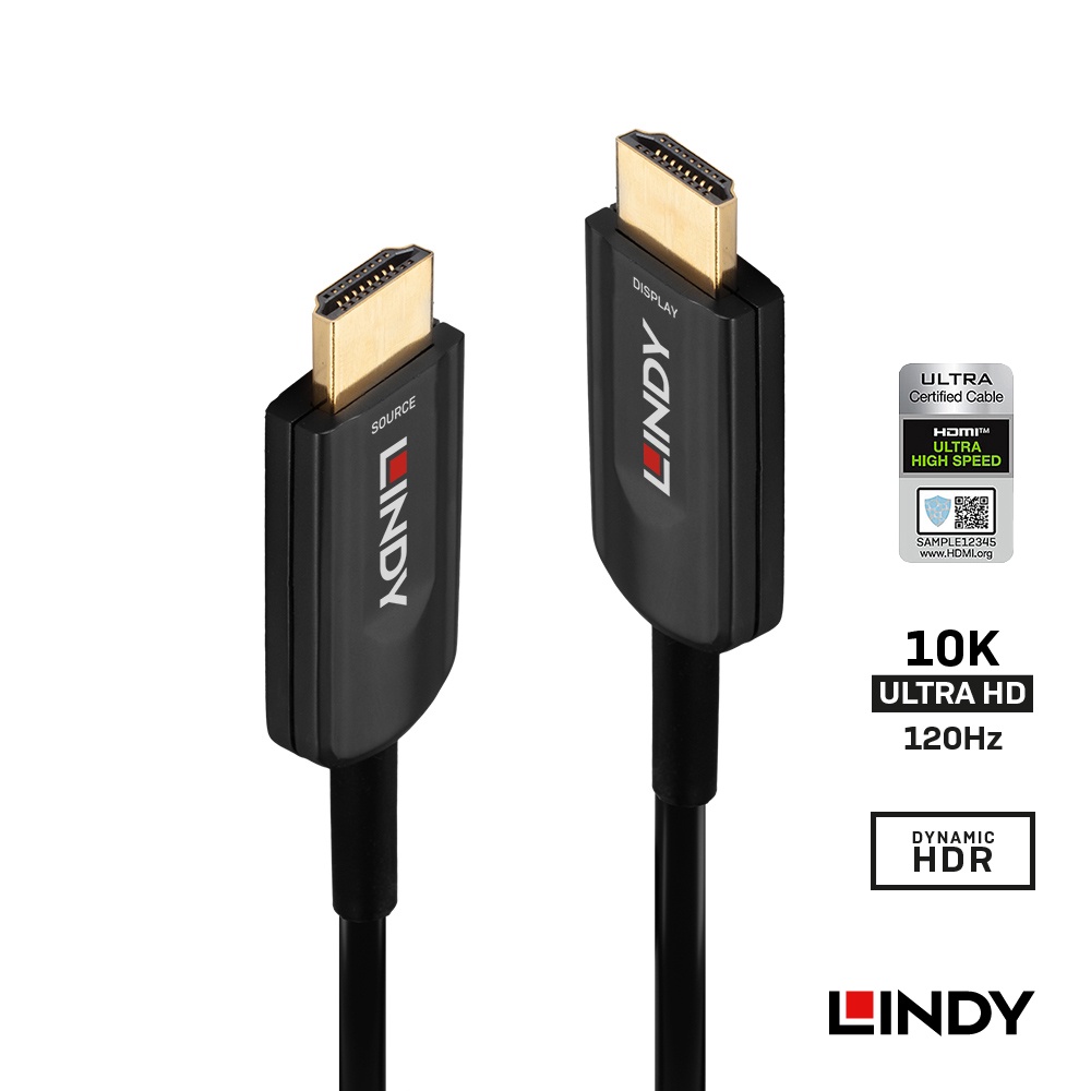 LINDY德商】 頂規HDMI2.1 鋅合金HDMI光纖線 10K/120HZ 8K/60HZ 光電混合線工程線