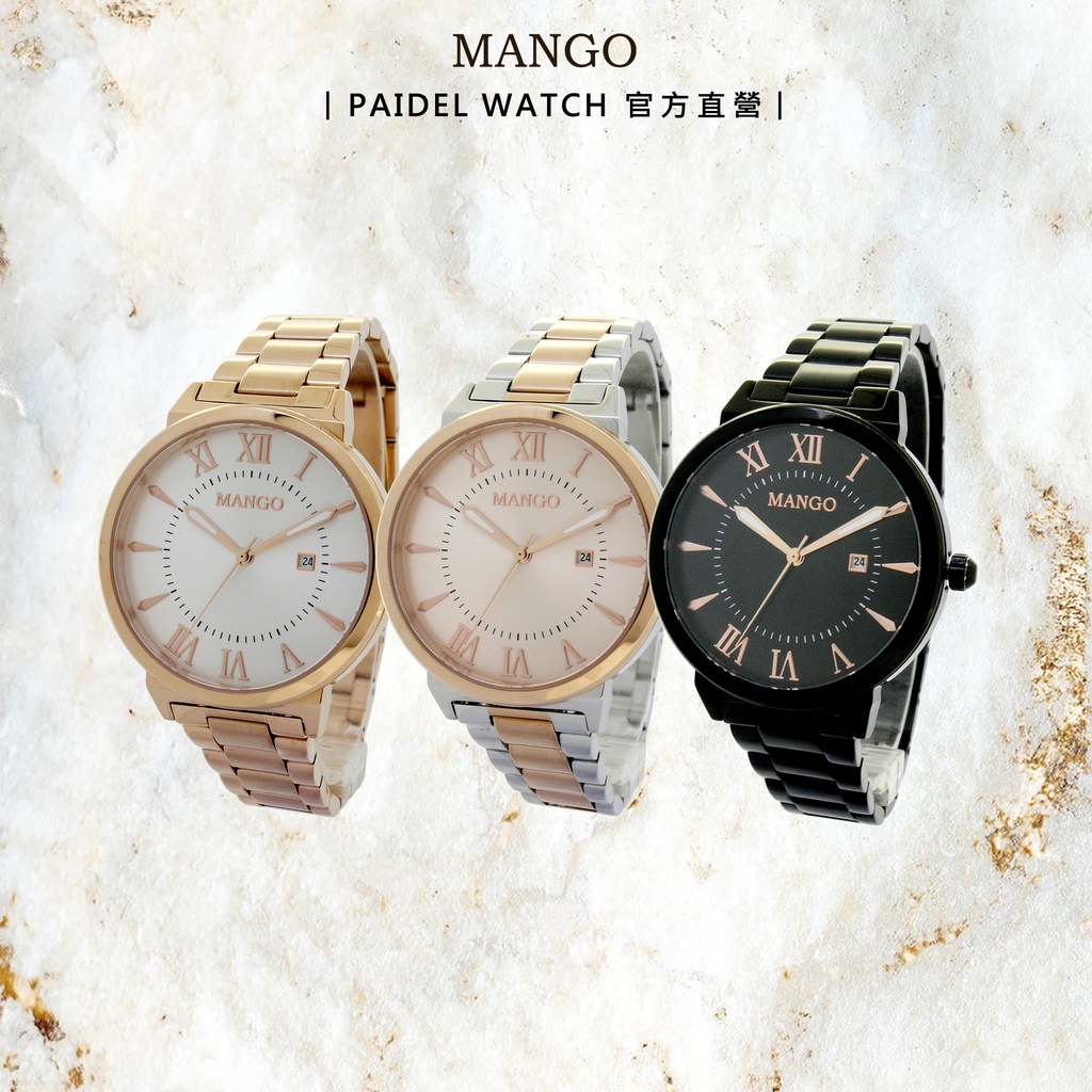 Mango 都會時尚腕錶 ❘ 手錶 ❘ 女錶 ❘ 羅馬刻度 ❘ 三針日曆窗 ❘ 氣質甜美 ❘ 都會時尚 ❘ 專櫃公司貨