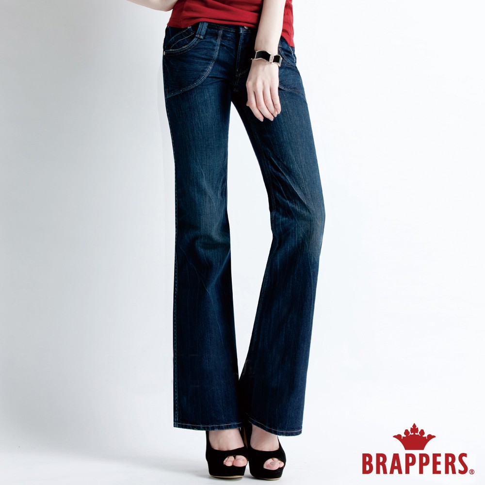 BRAPPERS 女款 Lady Vintage 系列-中低腰大靴型褲-藍