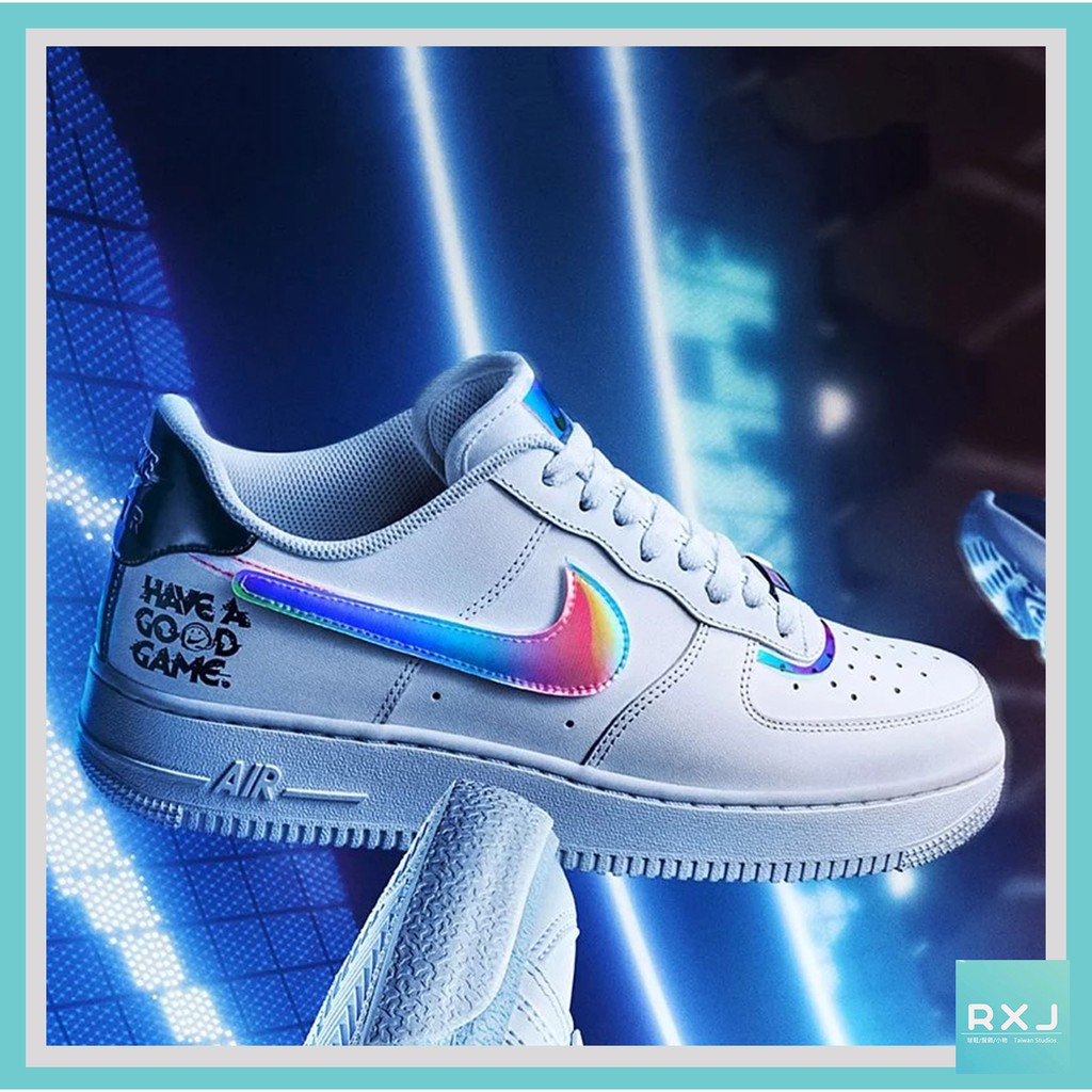 【RxJ】NIKE AIR FORCE 1 '07 LV8 白 炫彩 鐳射 魔鬼氈 電玩 英雄聯盟 男