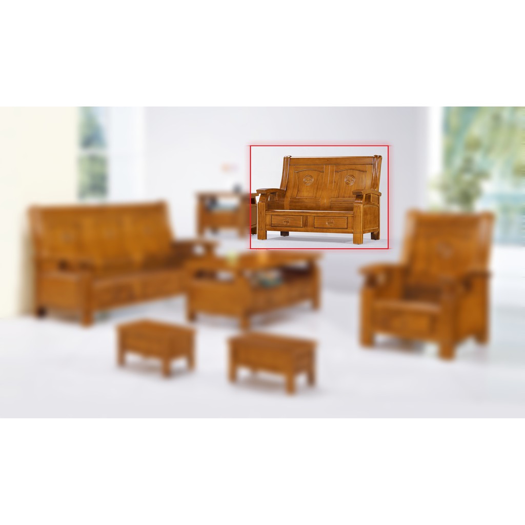 中國風復古2人柚木椅(紅圈處)實木沙發 木頭沙發 木板椅 組椅  315型