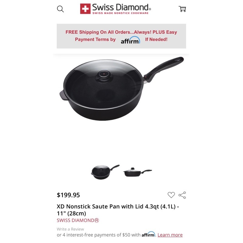 《原價6000台幣》🇨🇭Swiss Diamond 瑞士鑽石鍋🇨🇭 平底鍋含蓋