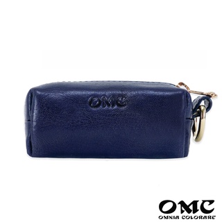 【OMC】義大利植鞣革嬌點牛皮零錢包(小款)-深藍