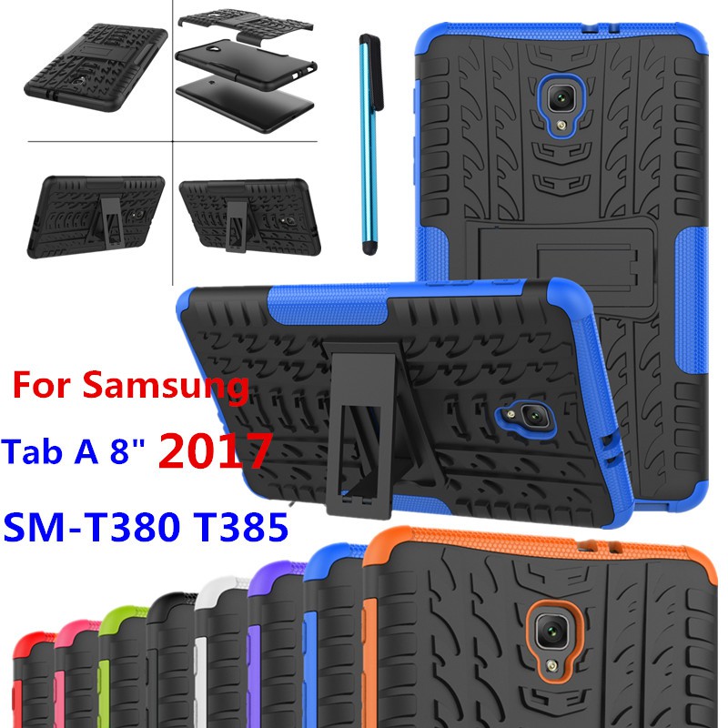 SAMSUNG 適用於三星 Galaxy Tab A 8.0 2017 SM-T380 T385 混合矽膠防震保護套支架