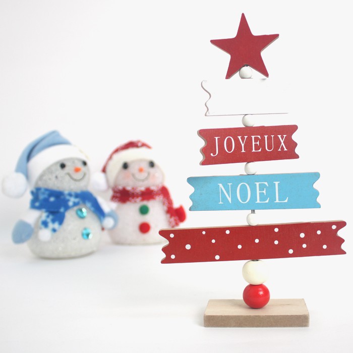 北歐風木作聖誕樹樹上各木片可左右移動法文聖誕快樂拍照小道具 蝦皮購物
