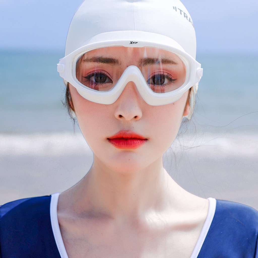 【新品&amp;滿購免運】特步 | 2021新款護目泳鏡大框高清游泳眼鏡男女成人透明潛水鏡裝備