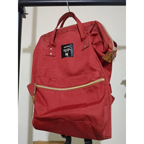 二手包包 anello 媽媽包 後背包 紅色 大容量 斷捨離 7成新