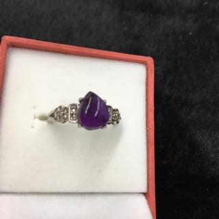 實物拍攝 皇家紫 水滴造型 舒俱萊 舒俱徠石 戒指 925銀戒台 只要890元 活口圍