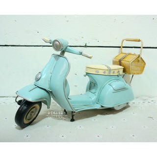 ~＊歐室傢飾館＊~臺灣出貨 Loft工業 美式鄉村 復古 水藍 鐵製 vespa 偉士牌 摩托車 模型 收藏 擺飾~